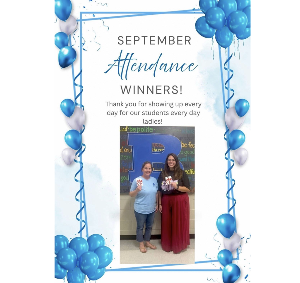 September Attendance Award winners - Jenny Lowrance and Shannon Weekley! Congratulations, Ladies! Thank you for showing up for our kiddos!
