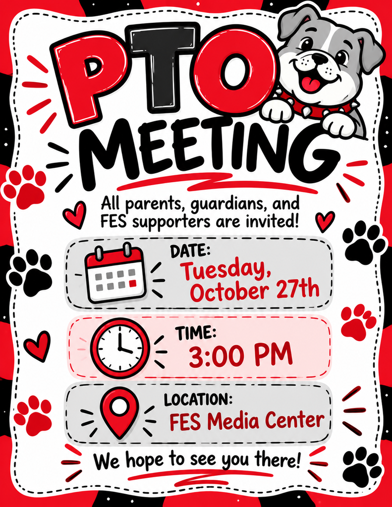 PTO will be holding their October meeting on the 27th at 3pm in the Media Center. We will be planning the Fall Festival. Everyone is welcome to join us!