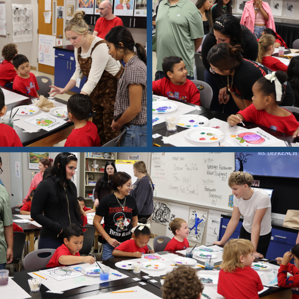 Students painting in class