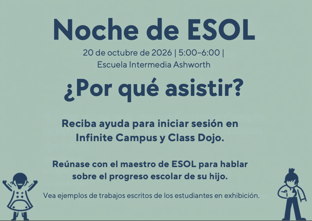 Join us for ESOL Night at AMS tonight at 5:00 - 6:00 p.m.