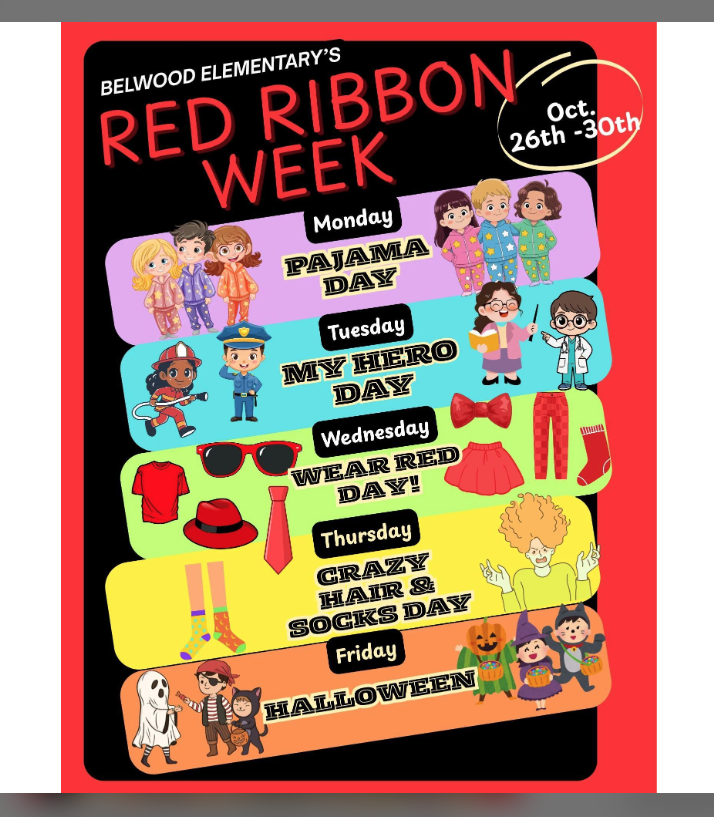 Get ready for some serious spirit! 🎉 Next Week is.... RED RIBBON WEEK! and we're celebrating staying drug free and being heroes in our community! 🦸 That week is all about dressing up, showing our support, and spreading the message that being a hero is always cooler than being a zero. 💪 Mark your calendars and get those creative costumes ready—it's going to be an awesome week of celebration and positive choices! 🌟 October 26th - 30th!