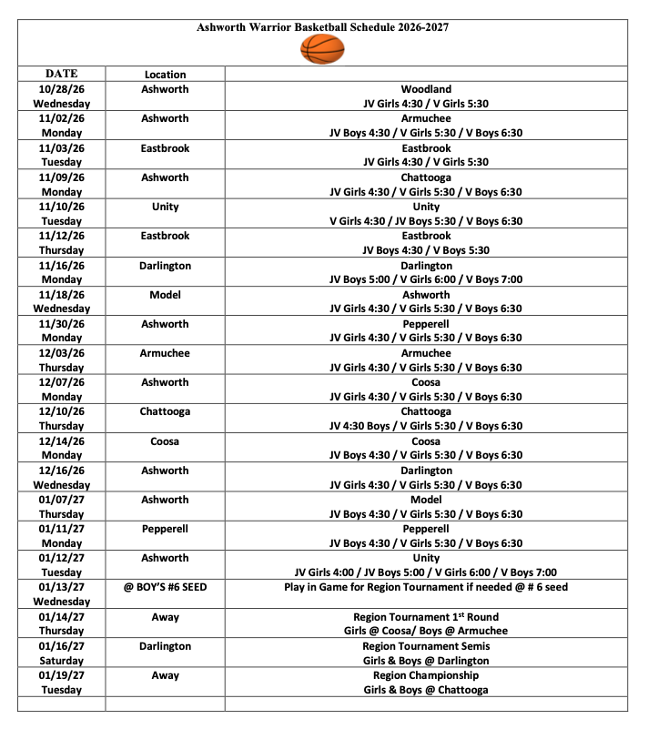  2026-27 AMS Basketball Schedule