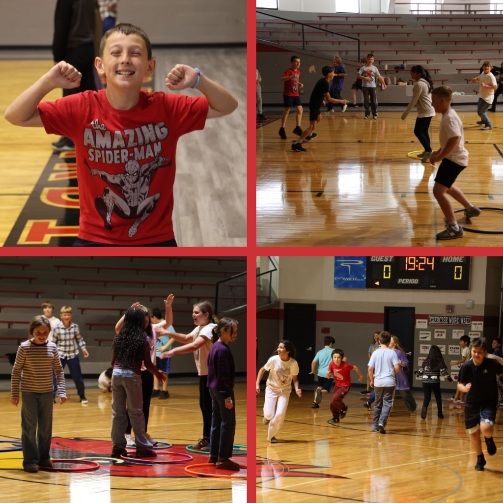 Students playing tag in gym