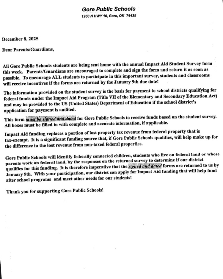 Impact Student Survey Letter