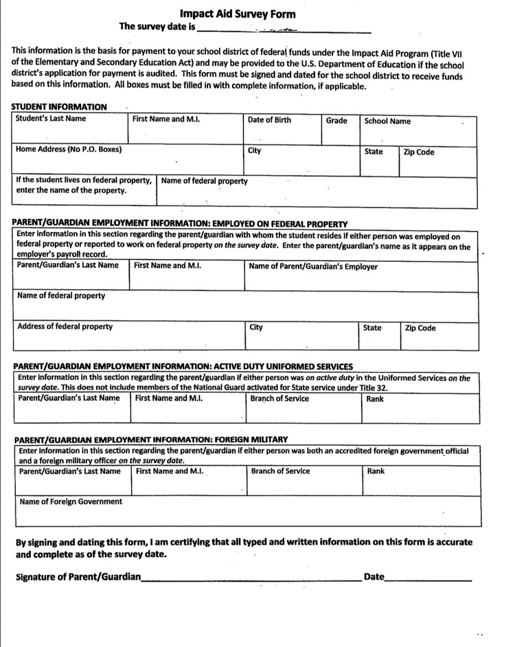 Impact Aid Survey Form