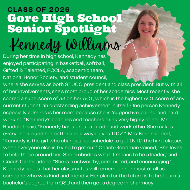 Senior Spotlight Kennedy Willaims