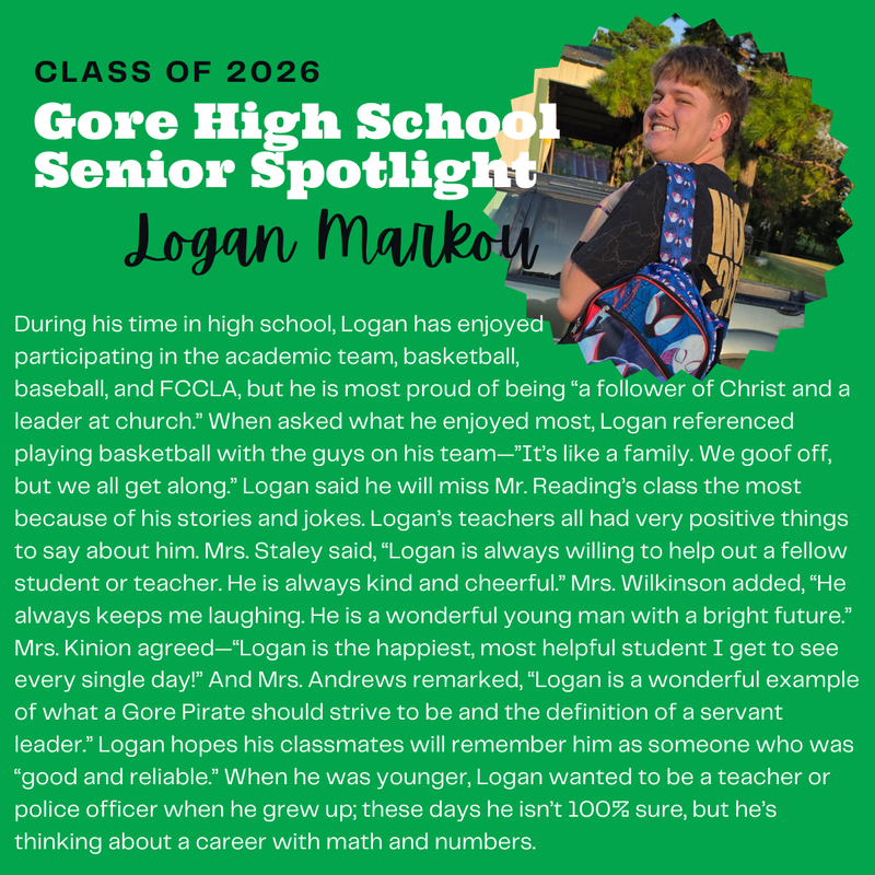 Senior Spotlight Logan Markou!