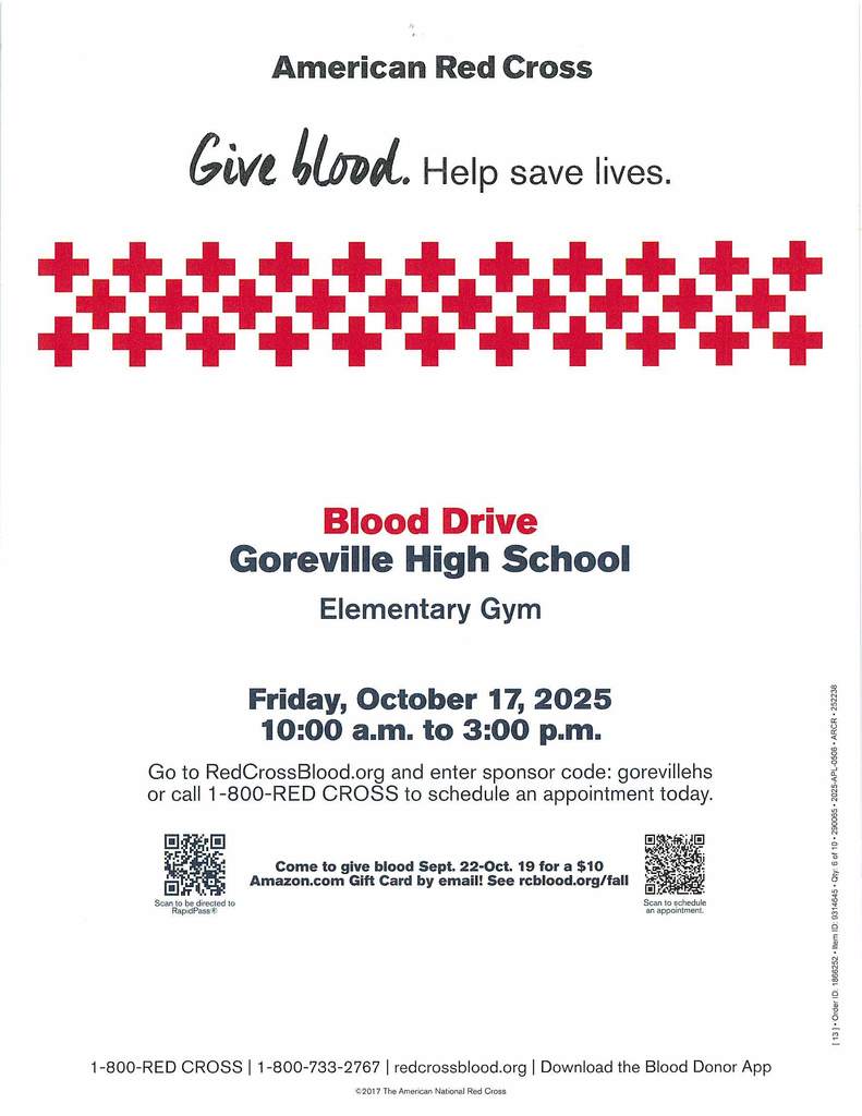 Goreville High School Blood Drive 10/17/2025