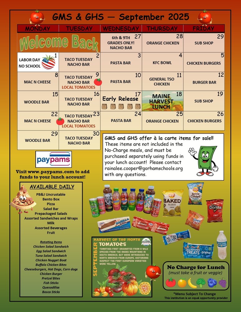 September Lunch Menu