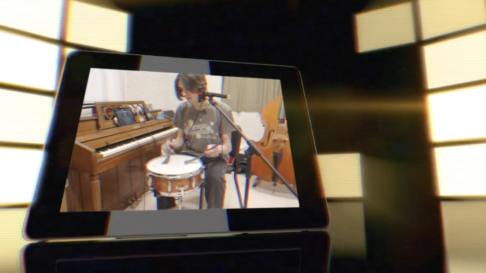 Student producing music