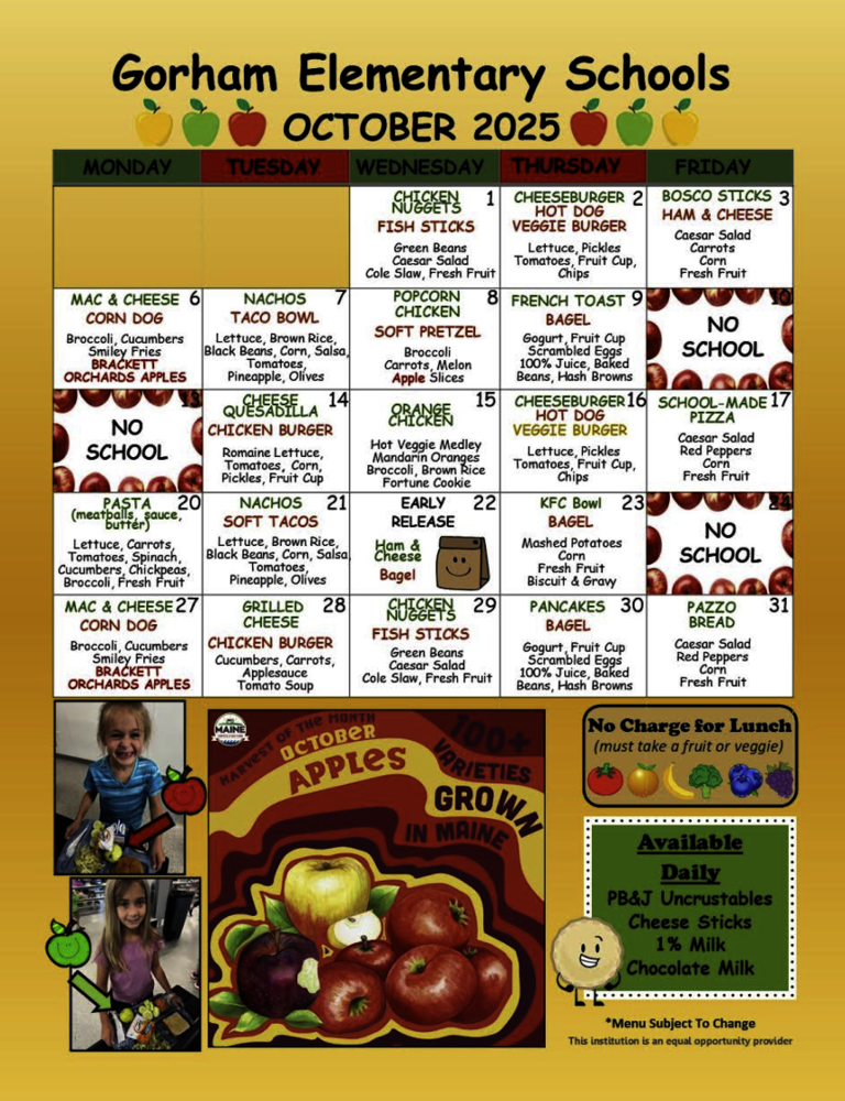 October Lunch Menu