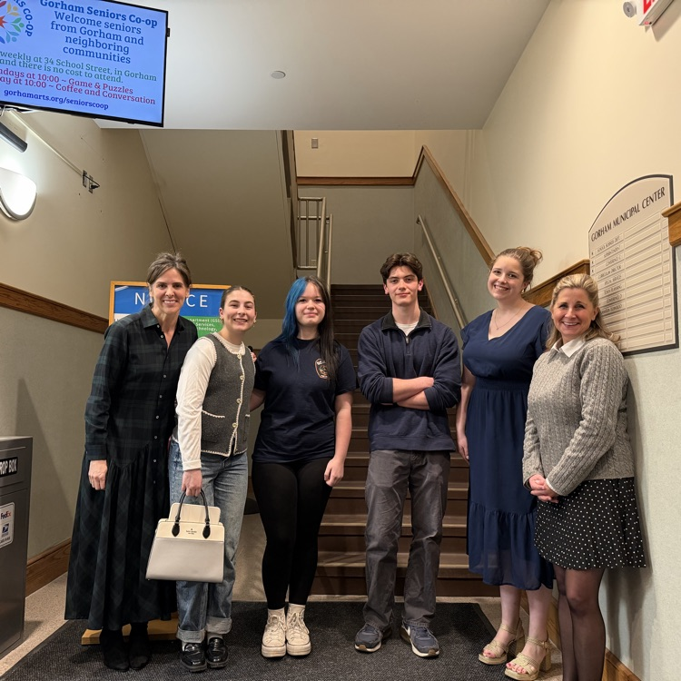 GHS staff and students (from left to right Ms. Bourget, Grayson, Cora, Frank, Isabel, Ms. Deveaux) presented to the Gorham School Committee tonight. Great job!