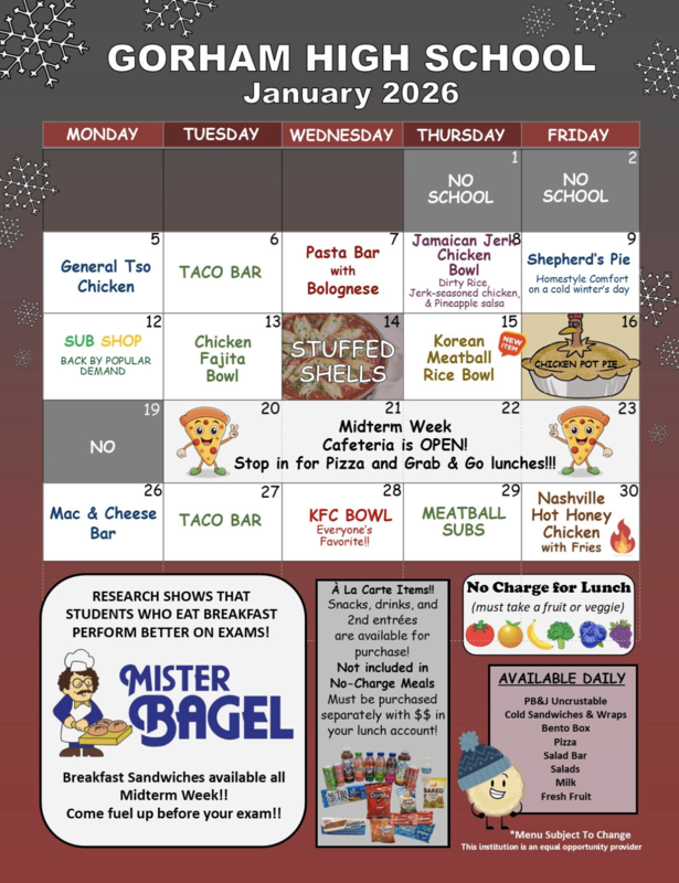 January Dining Service Menu