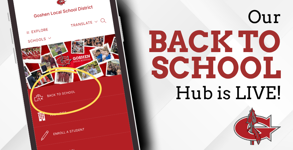 graphic explaining that the back to school hub is live online
