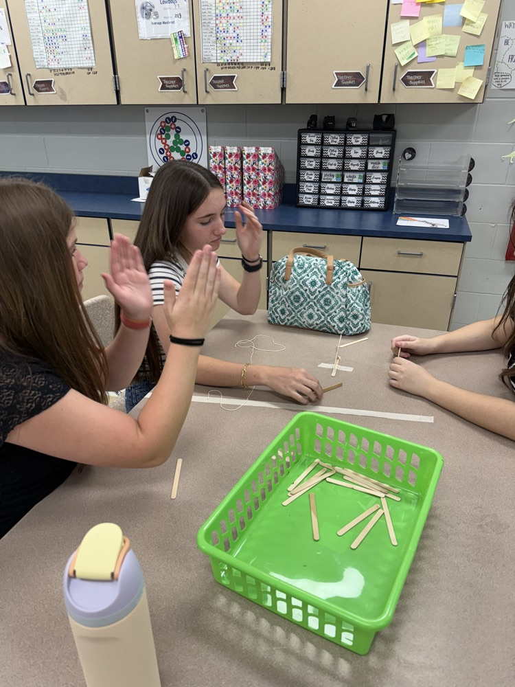 Mrs. Reitter’s (Shelanskey) Science class made inquiries and observations when given a set of supplies. Students tried to build the biggest standing tower!