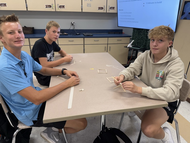 Mrs. Reitter’s (Shelanskey) Science class made inquiries and observations when given a set of supplies. Students tried to build the biggest standing tower!