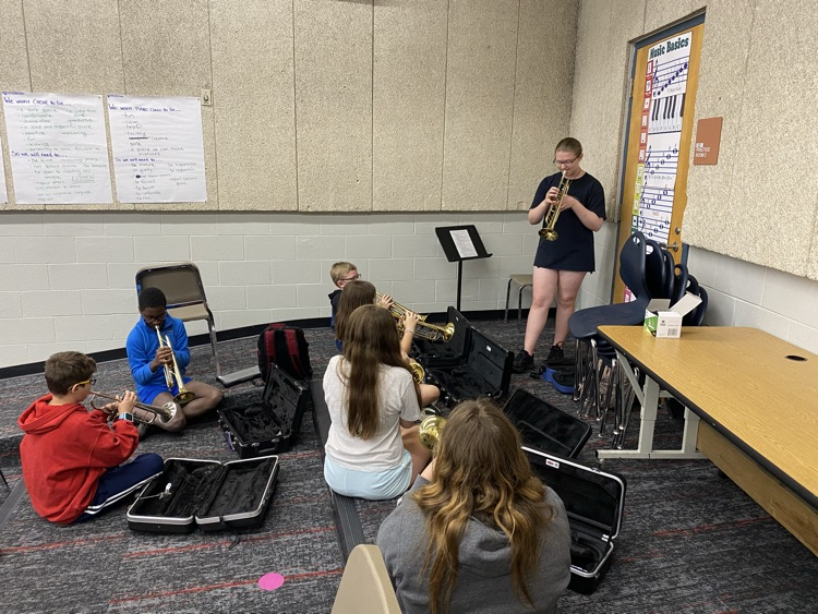 The 6th grade band’s first day with instruments was a big success thanks to some help from the GHS marching band leadership!