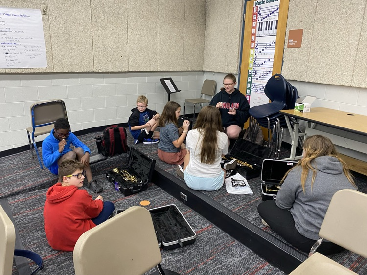 The 6th grade band’s first day with instruments was a big success thanks to some help from the GHS marching band leadership!
