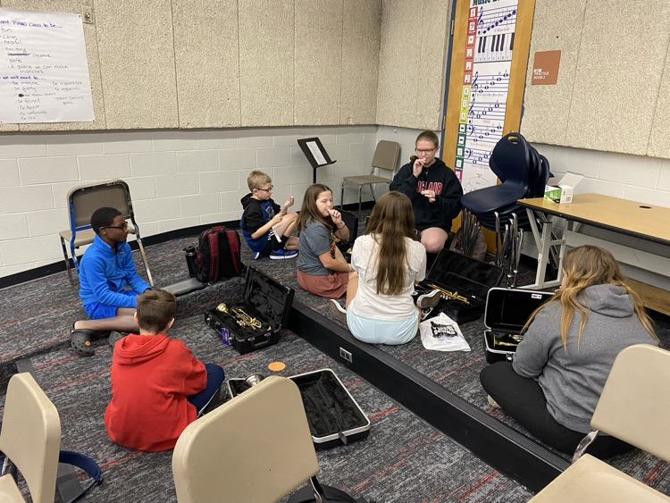 The 6th grade band’s first day with instruments was a big success thanks to some help from the GHS marching band leadership!