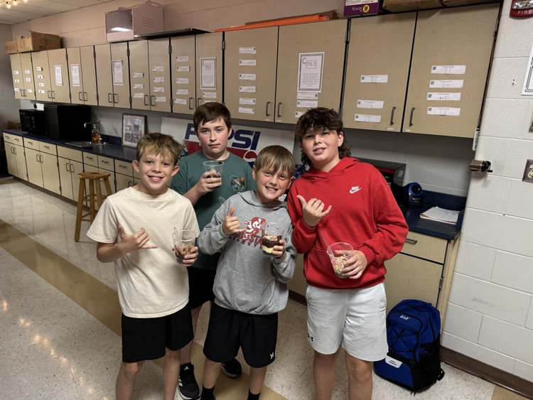 Students in Mr. Bohl’s sixth grade science class have been working on their soil unit. As part of the unit they created edible soil layers to represent the actual soil. The best part was eating the soil and worms when they were finished!