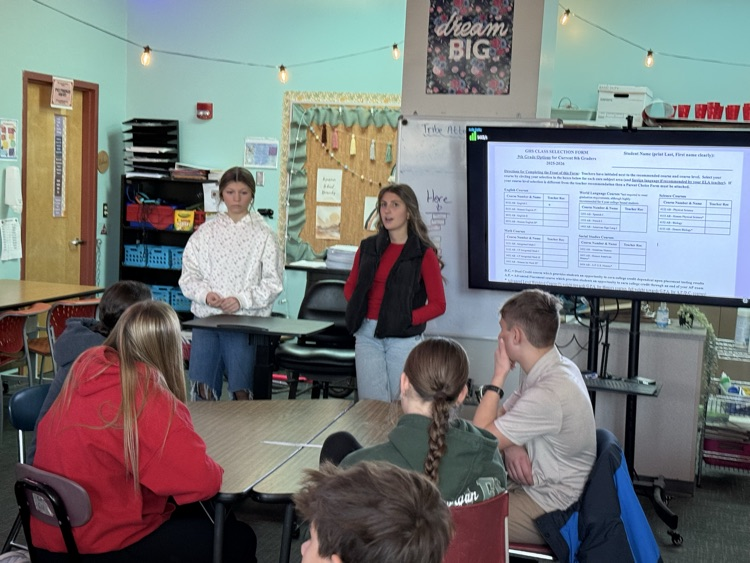 GMS eighth grade students are taking a Capstone class. This course is designed to help them start thinking about future careers and explore the high school courses necessary for their future pathway