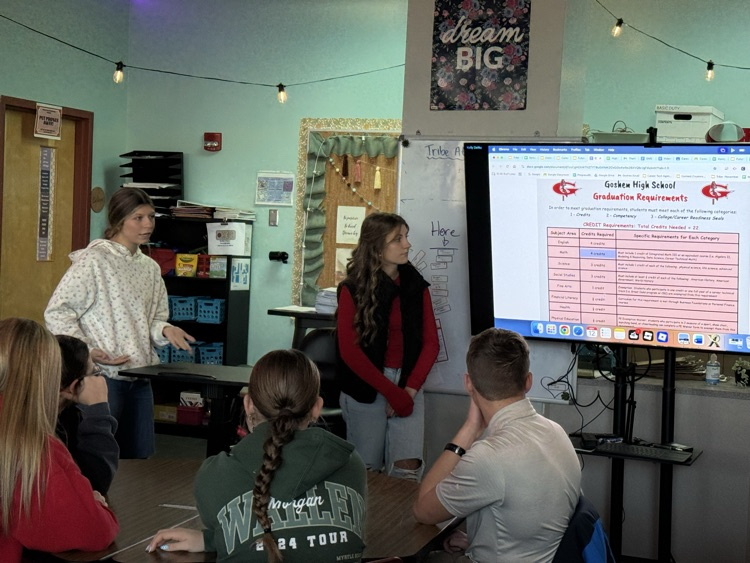 GMS eighth grade students are taking a Capstone class. This course is designed to help them start thinking about future careers and explore the high school courses necessary for their future pathway
