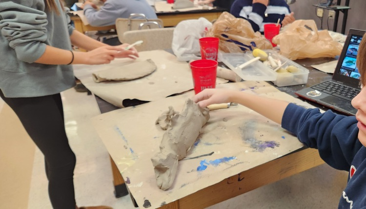 GMS students in Mrs. Minks art class are learning how to sculpt clay, making for some awesome pottery creations! 