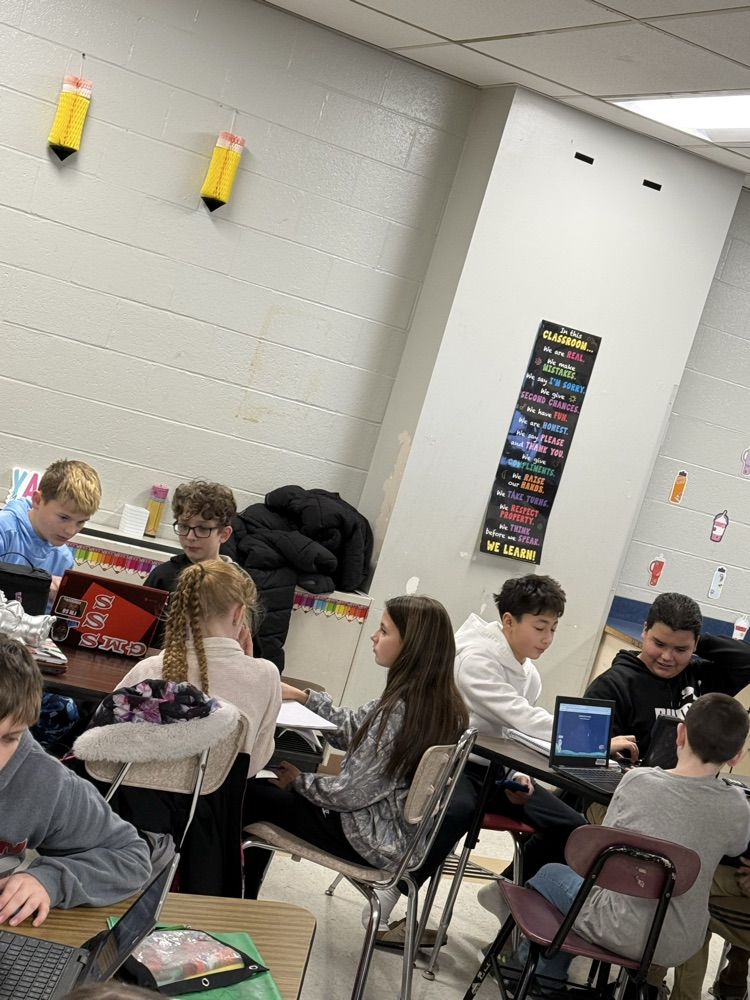 GMS students in Mrs. McKeever and Mr. Downey's classes joined forces to work on ratio practice today!