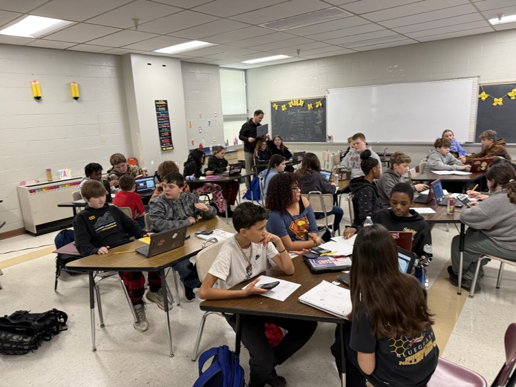 GMS students in Mrs. McKeever and Mr. Downey's classes joined forces to work on ratio practice today!