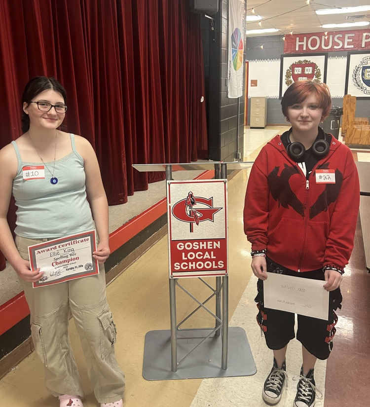 Congratulations to the GMS students who competed in the spelling bee today! 1st Place: Ellie King  Runner Up: Max Shilts  Way to Warrior Up!! 