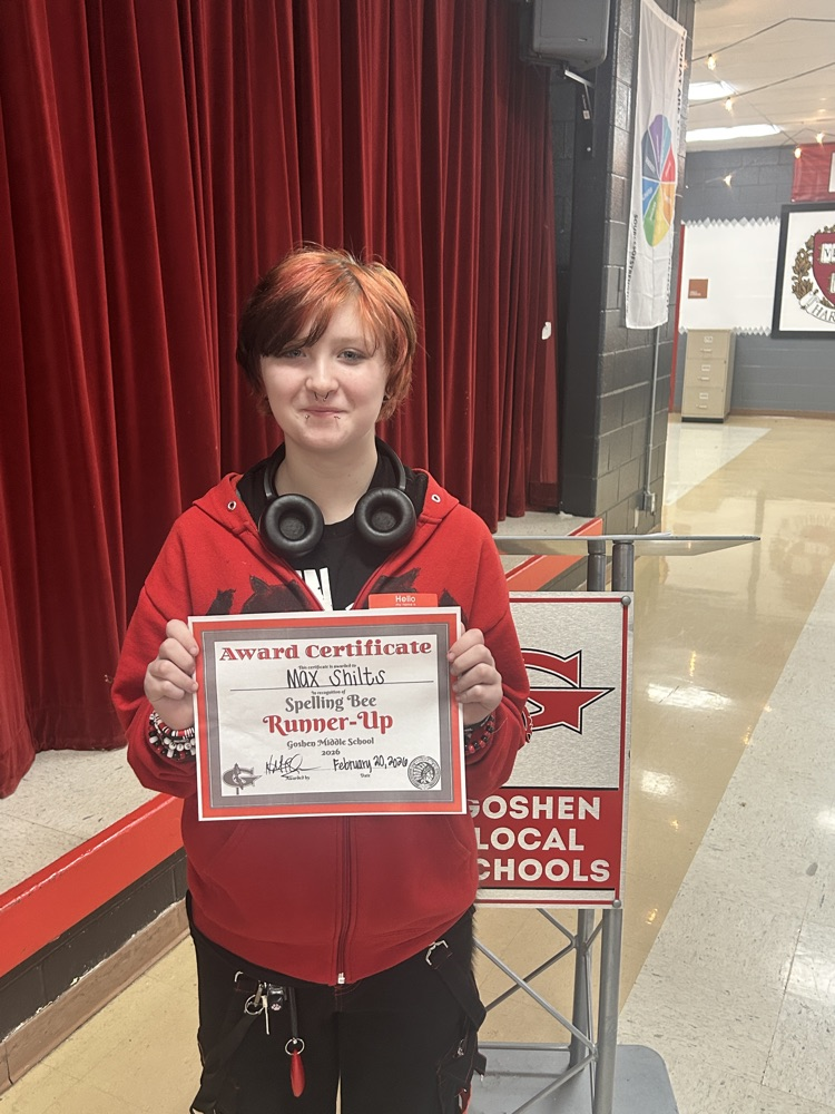 Congratulations to the GMS students who competed in the spelling bee today! 1st Place: Ellie King  Runner Up: Max Shilts  Way to Warrior Up!! 