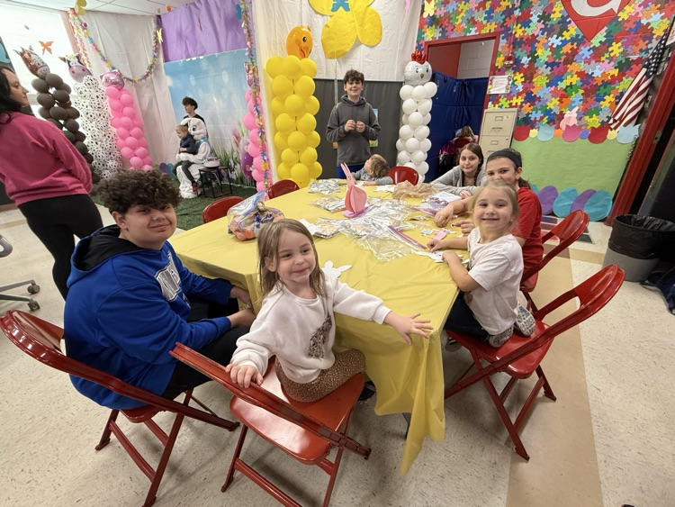 The Goshen Middle School Leo Club had a very eggciting time hosting Mrs. Burns’s full day preschool class for the Bunny Tails and Treats event today