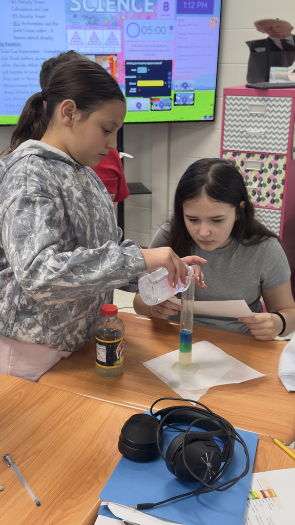GMS 6th grade students in Mrs. Velagic's class participated in a Density Tower Lab! 