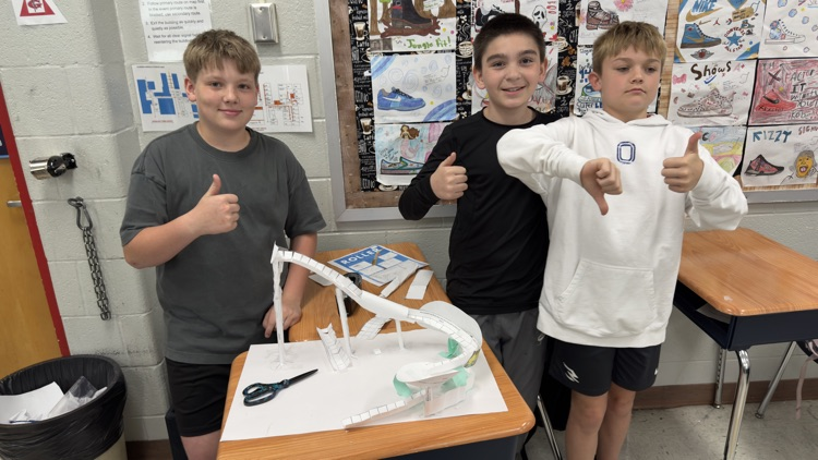 Students in Mrs. Velagic's classroom participated in the "Paper Roller Coaster" project in science to study kinetic and potential energy. 