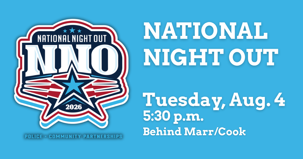 graphic with National Night Out logo and Tuesday, Aug. 4 the date of the event