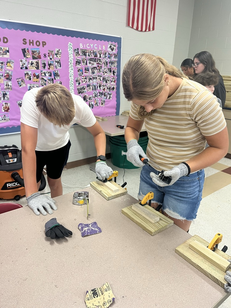 GMS students in Mrs. Verschoor's woodshop class are having a blast whittling wood creations! 