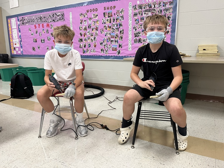 GMS students in Mrs. Verschoor's woodshop class are having a blast whittling wood creations! 