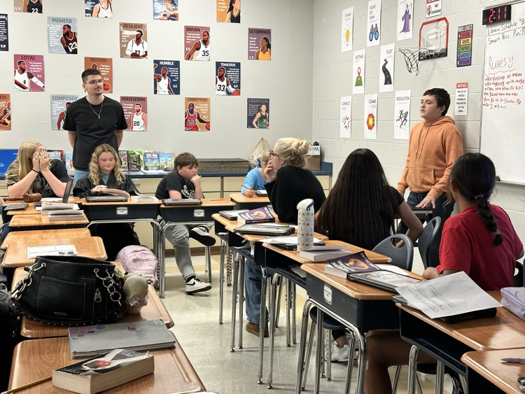 GMS students in Mr. Whitaker and Mrs. Weinheimer's class debated the Capital side of having the Hunger Games versus the District side of not holding the games.