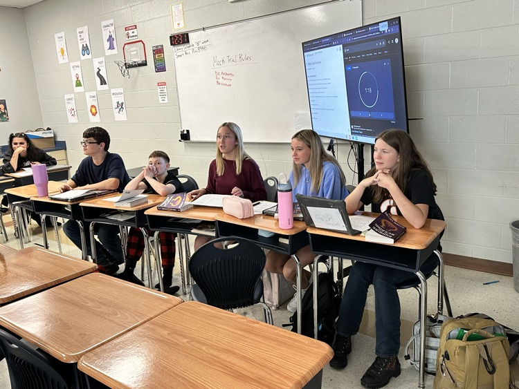 GMS students in Mr. Whitaker and Mrs. Weinheimer's class debated the Capital side of having the Hunger Games versus the District side of not holding the games.