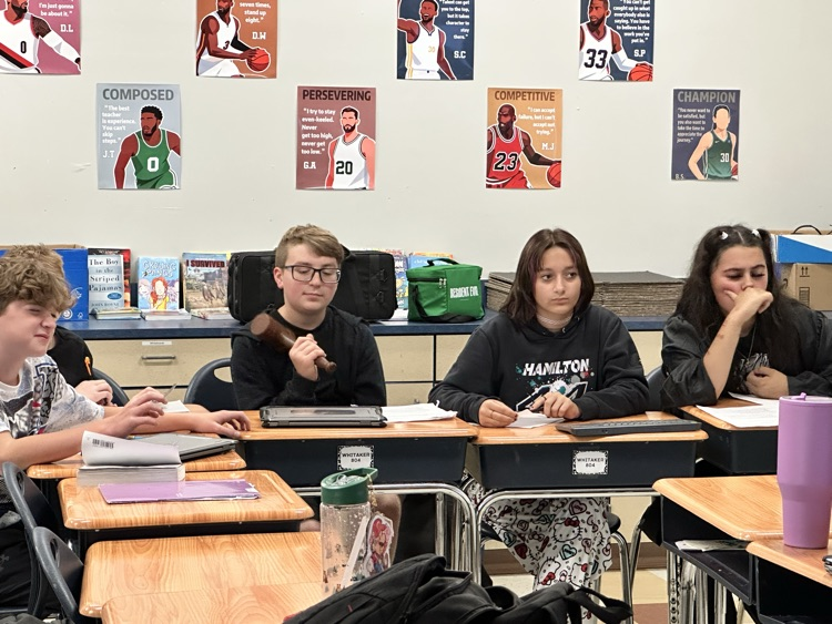 GMS students in Mr. Whitaker and Mrs. Weinheimer's class debated the Capital side of having the Hunger Games versus the District side of not holding the games.