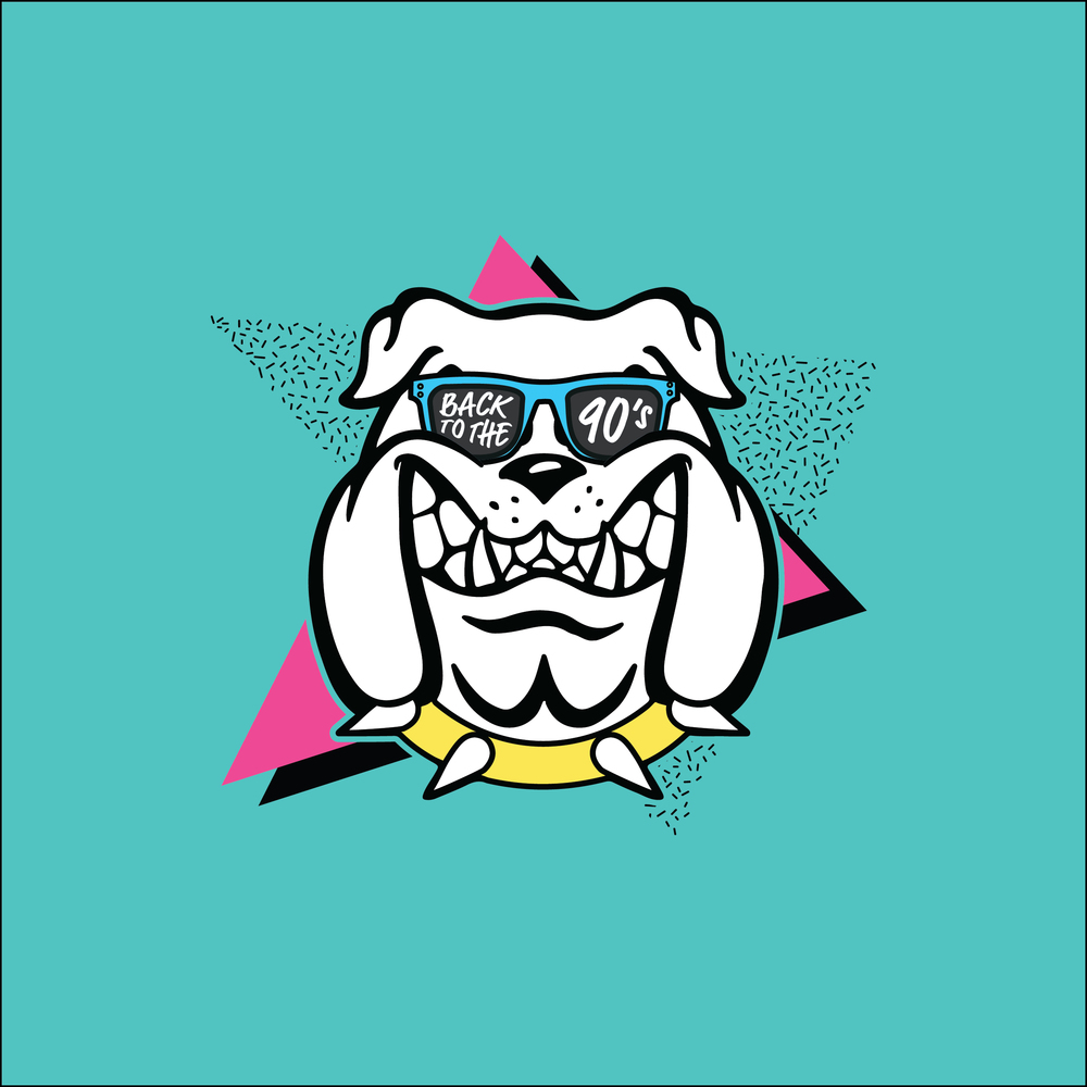 90s themed bulldog