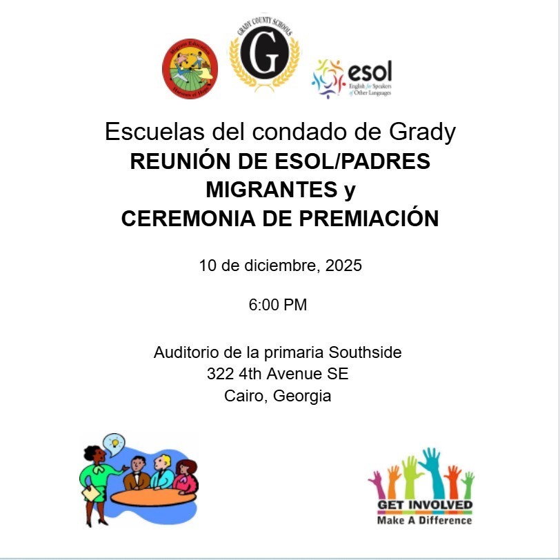 image of information for the ESOL Parent Meeting in Spanish