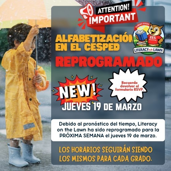 LITERACY ON THE LAWN RESCHEDULED