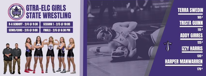Join us for the send-off for the GTRA_ELC Girls State Wrestling! Feb. 4 at 9:30 a.m. at R-A.