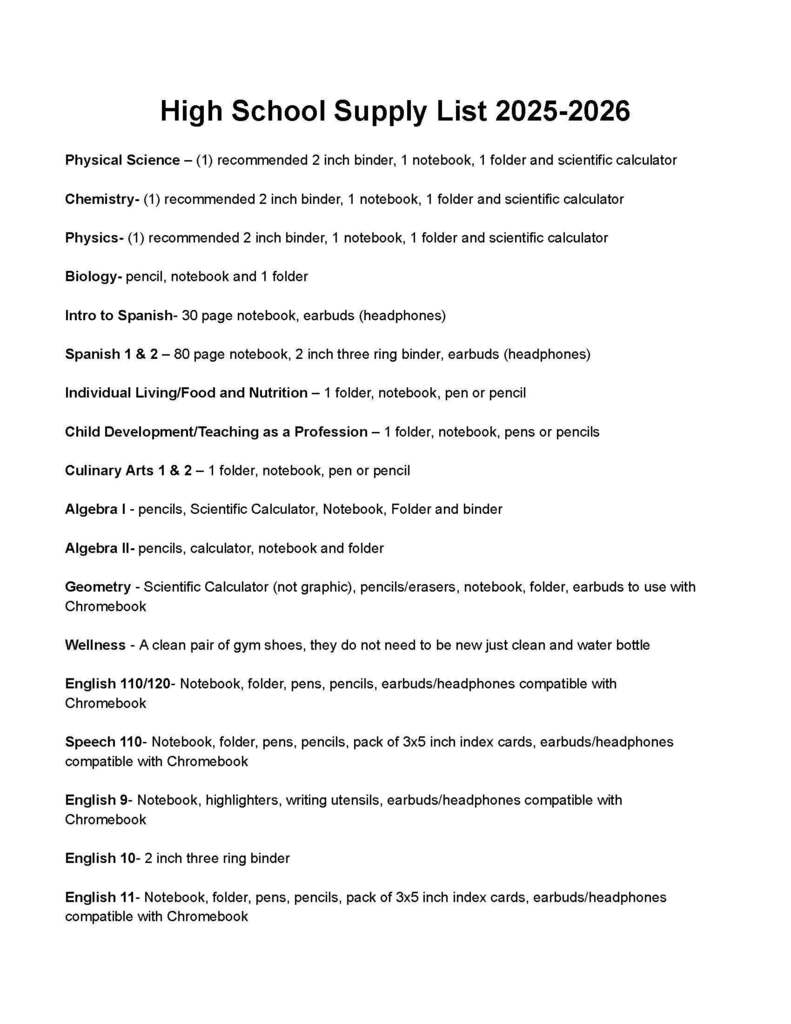 HS Supply List