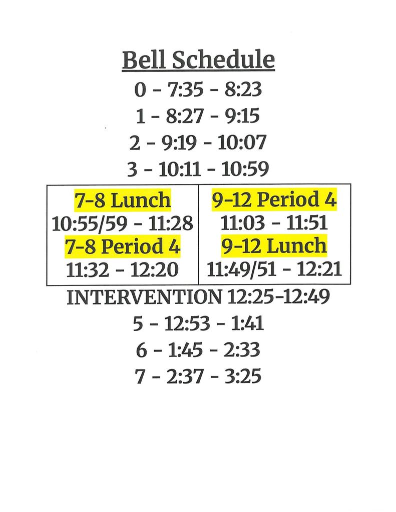 Bell Schedule 25-26