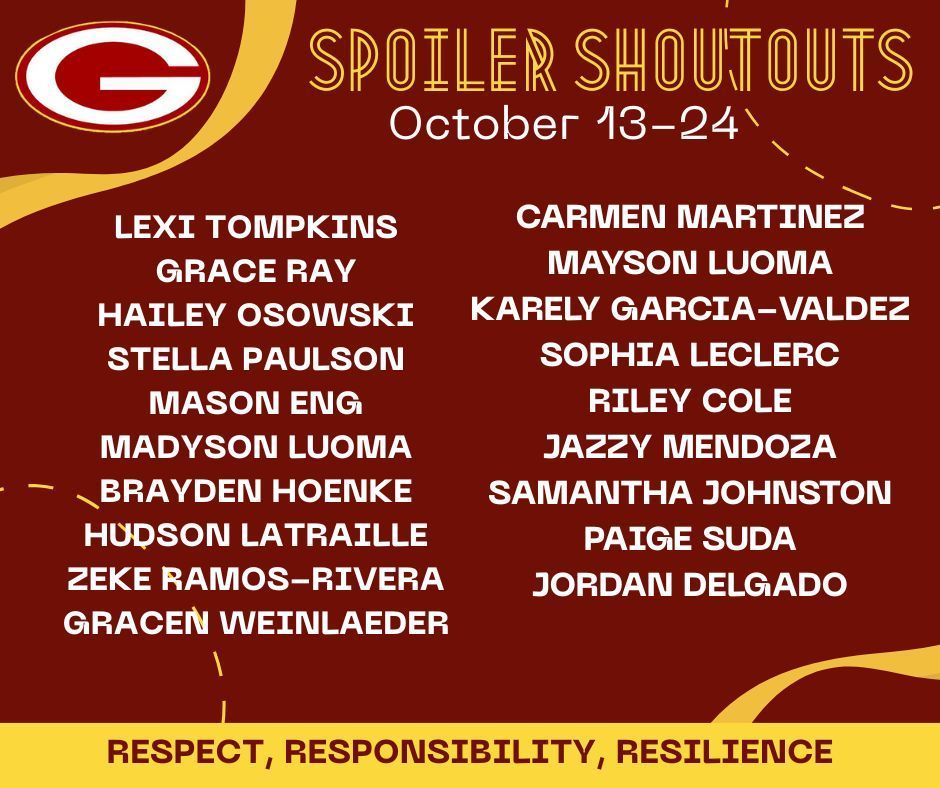 Spoiler Shoutouts 1 Oct