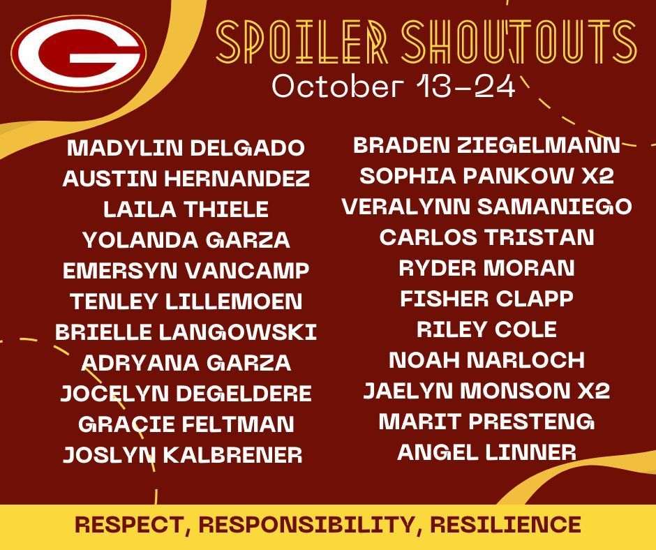 Spoiler Shoutouts 2 Oct