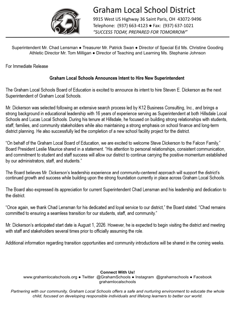Dickerson Press Release