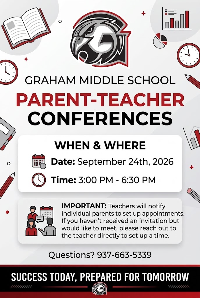 Parent Teacher Conferences' poster at GMS September 24, 2026 from 3:00-630 pm.